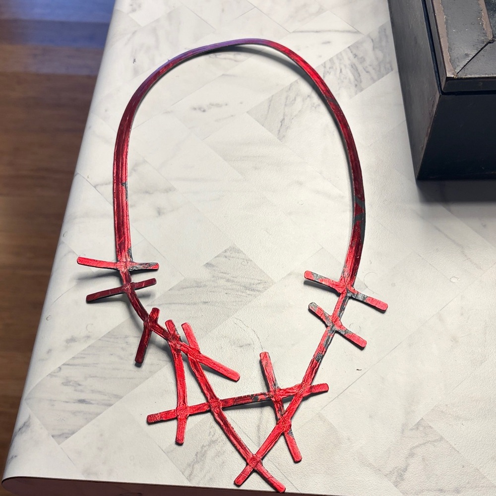 Red Statement Geometric Necklace